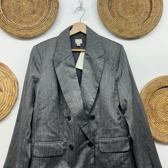 NEW A New Day Gray Pinstripe Striped Collared Blazer Jacket Small Professional - Picture 3 of 5